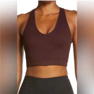 Free People Movement Brown Ribbed Free Throw Crop Top Size Large